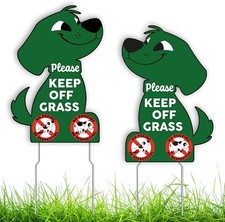 2 PC Keep off Grass Sign - 8X12 Double Sided Coroplast No Peeing Dog Signs for Y