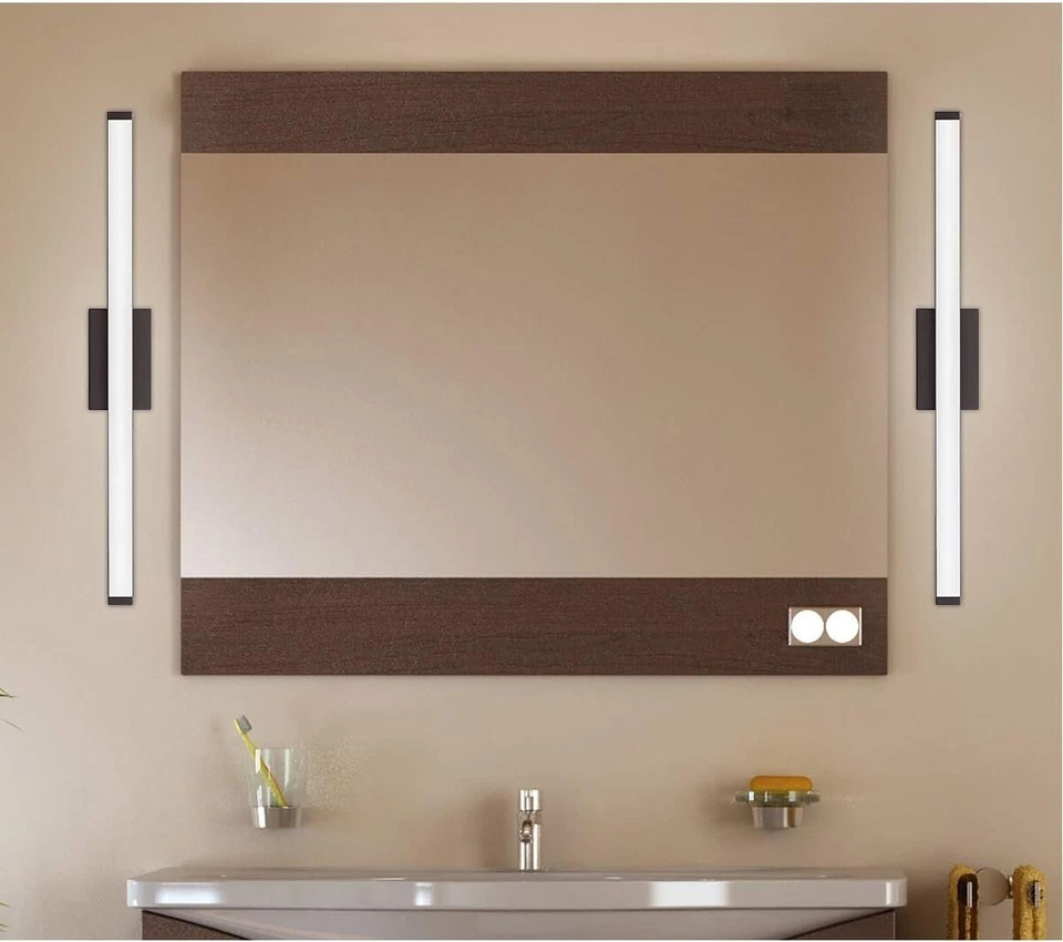 FMVCSL 36 英寸 MVOLT 30K90CRI BZ,当代方形 3' 浅青铜 3K LED 梳妆台 — 第 3/4 张图片