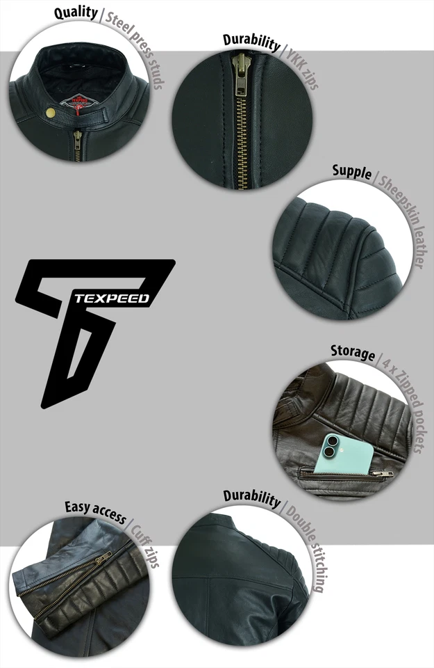 Mens Leather Casual Biker Jacket Coat Soft Motorcycle Genuine Biker Style Fit - Image 4 of 4