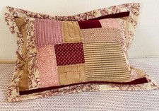 Quilted Standard Pillow Sham Cotton Velvet Suede Patchwork Multicolor