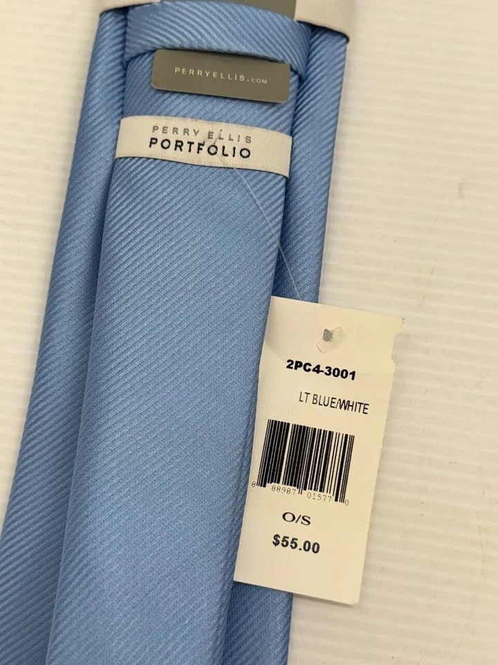 Corbata azul para hombre Perry Ellis LT azul/blanco Foto 3 de 3
