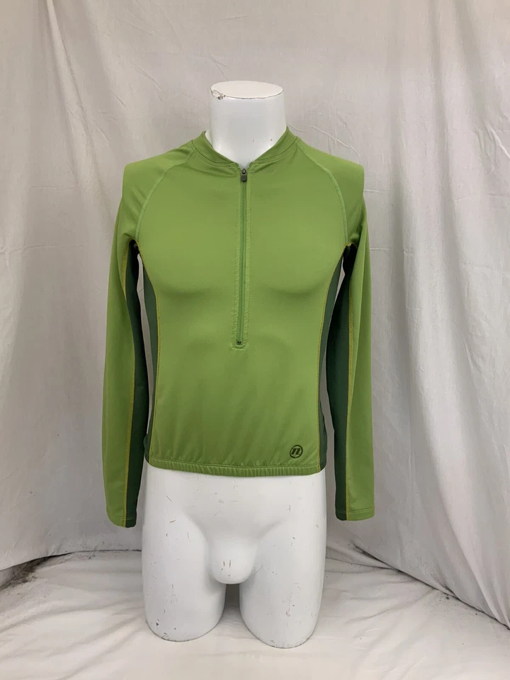 Jersey de ciclismo Novara S verde 1/2 cremallera manga larga poliéster elástico YGI Y1-552 Foto 2 de 4