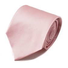 New 230 ISAIA NAPOLI Solid Pink Extrafine Satin Silk Tie Handmade