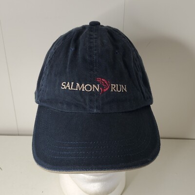 Brookings Oregon Salmon Run Embroidered Strapback Hat Baseball Cap Fishing Fish