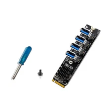 New M.2 PCIE Riser Card for Mining 4-port MKEY PCI-E X1 Adapter Module