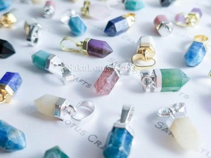 Authentic Petite Natural Crystal Point Pendant 18K Gold Rose Silver Cap Gemstone Charm DIY