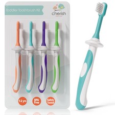 Toddler Toothbrushes 1-2 Years 4-Pack - BPA-Free  Safety-Tested Kids Tooth...
