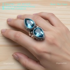Blue Topaz Gemstone 925 Sterling Silver Ring Handmade Jewelry Ring For Gift
