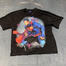 Superman T Shirt Mens XL Black Graphic Print Crew Neck Short Sleeve Pullover