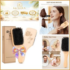 Boar Bristle Hair Brush Natural Wooden Paddle for Thin Fine Hair Women Men Kids
