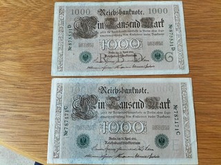 2 x 1000 Mark 1910 Ro.46 U Dr. G 6 stl. Nr.