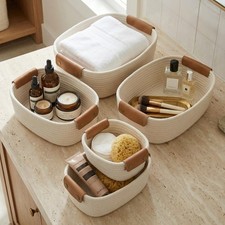 Stylish Set of 5 Cotton Rope Storage Baskets - Durable Organizers for Home She