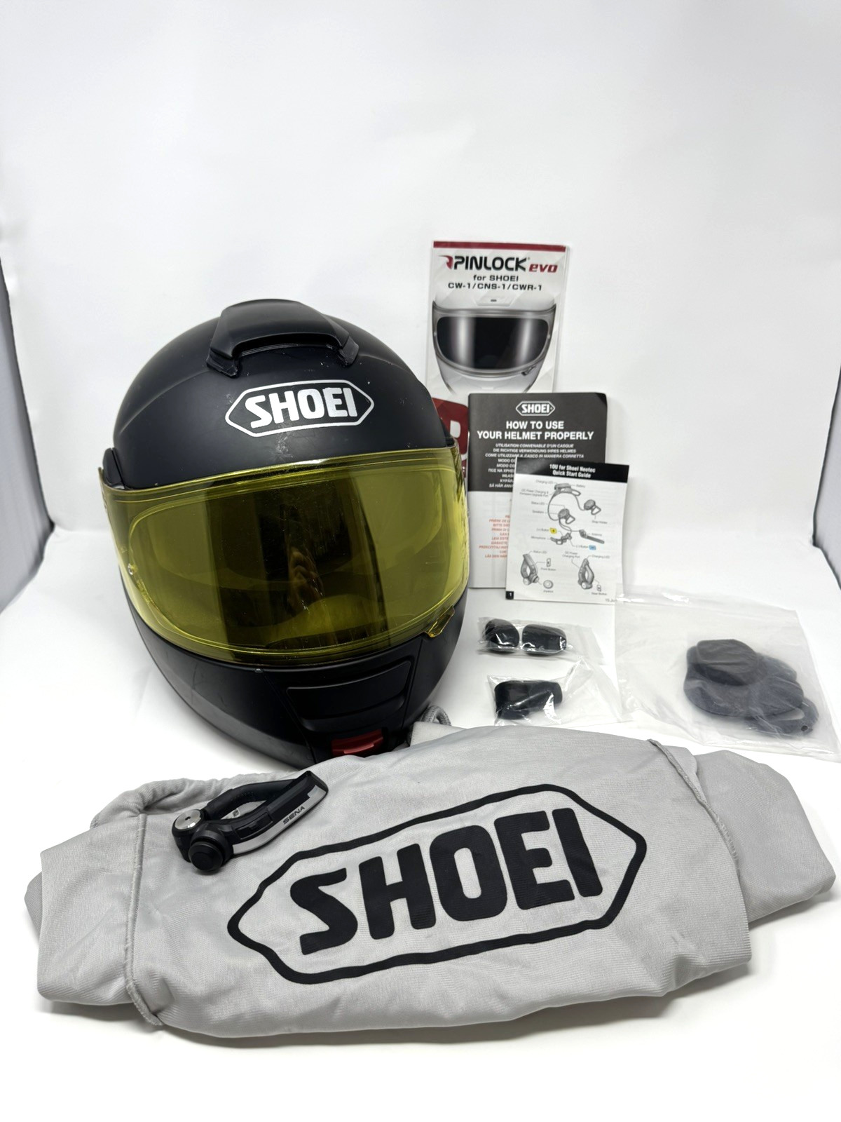 SHOEI NEOTEC Full Face Helmet Matte Black Sena 10U Headset w