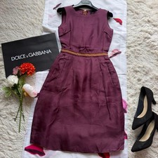 Dolce & Gabbana Silk Dress Purple Burgundy Tone Structured Knee Length Size 38