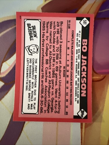 BO JACKSON 1986 TOPPS TRADED BASEBALL ROOKIE ROYALS #50T RC NrMt+ - Bild 2 von 2
