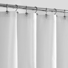 Stall Size Lightweight Fabric Shower Curtain Liner Magnets White 60x72 In