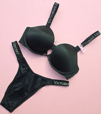 Victoria's Secret VS Shine Strap Push-Up Bra Set Cilantro Green Brazilian NWT