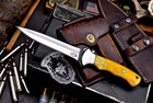 CFK Handmade ATS 34 Custom ORANGE CAMEL BONE Toothpick Dagger Hunting Knife