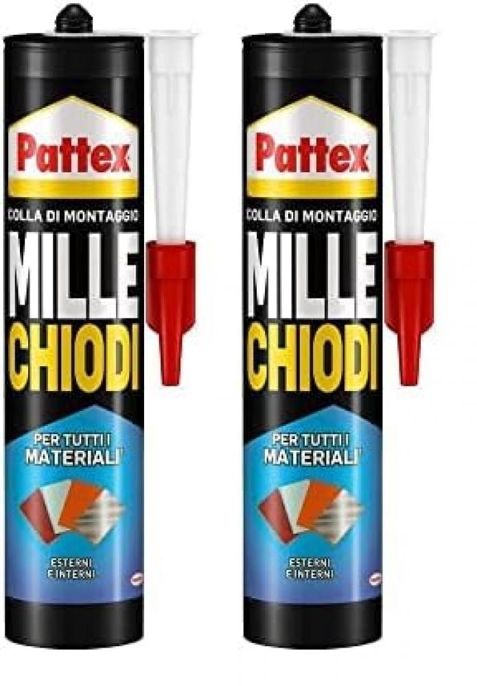 Pattex Millechiodi Bianca 2x450g - Adesivo per Pannelli e Cornici