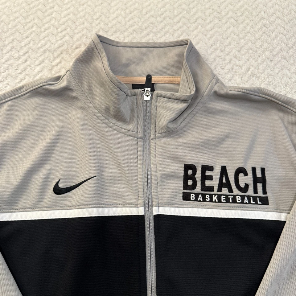 Nike Long Beach баскетбол разминка куртка 2012 большой черный/серый полный молнии винтажный - Изображение 3 из 4