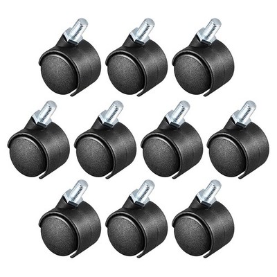 10pcs 1'' Swivel Swivel Wheels Nylon Threaded Shank 22lb Capacity