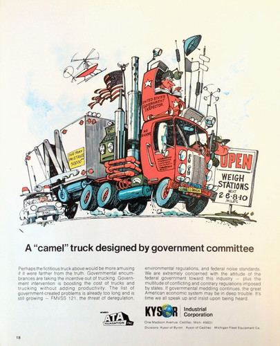Vintage 1976 Trucking Cartoon Print Ad ?Camel Truck? Govt Satire Art Humor