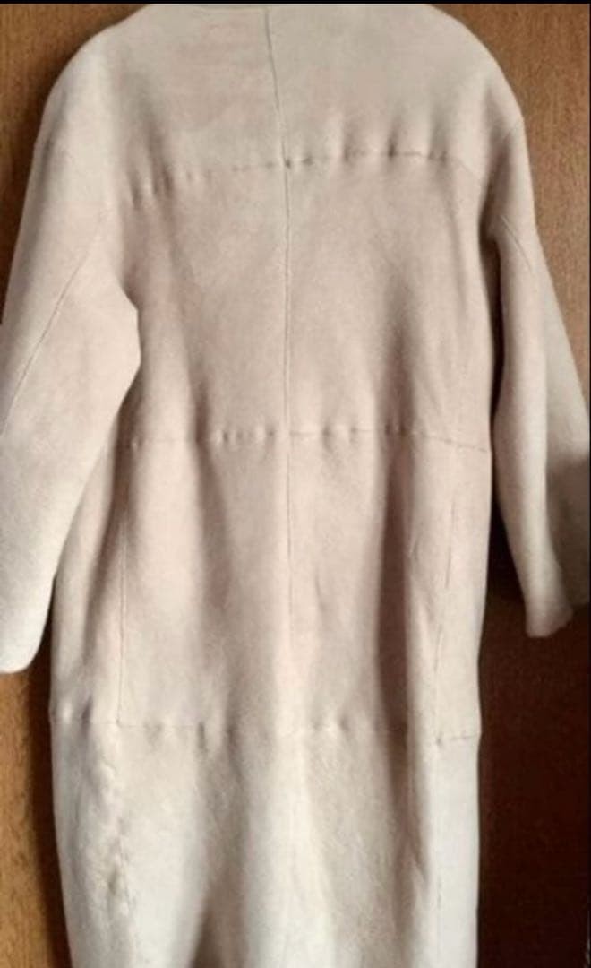 Shearling Reversible Coat Light Gray Sheepskin Mo… - image 6