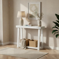 Mesa consola de almacenamiento de madera maciza de tablón + viga sofá de 36 pulgadas