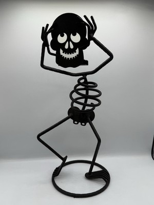 Partylite 15'' Mr. Bones Skeleton Halloween Wrought Iron Tealight Candle Holder