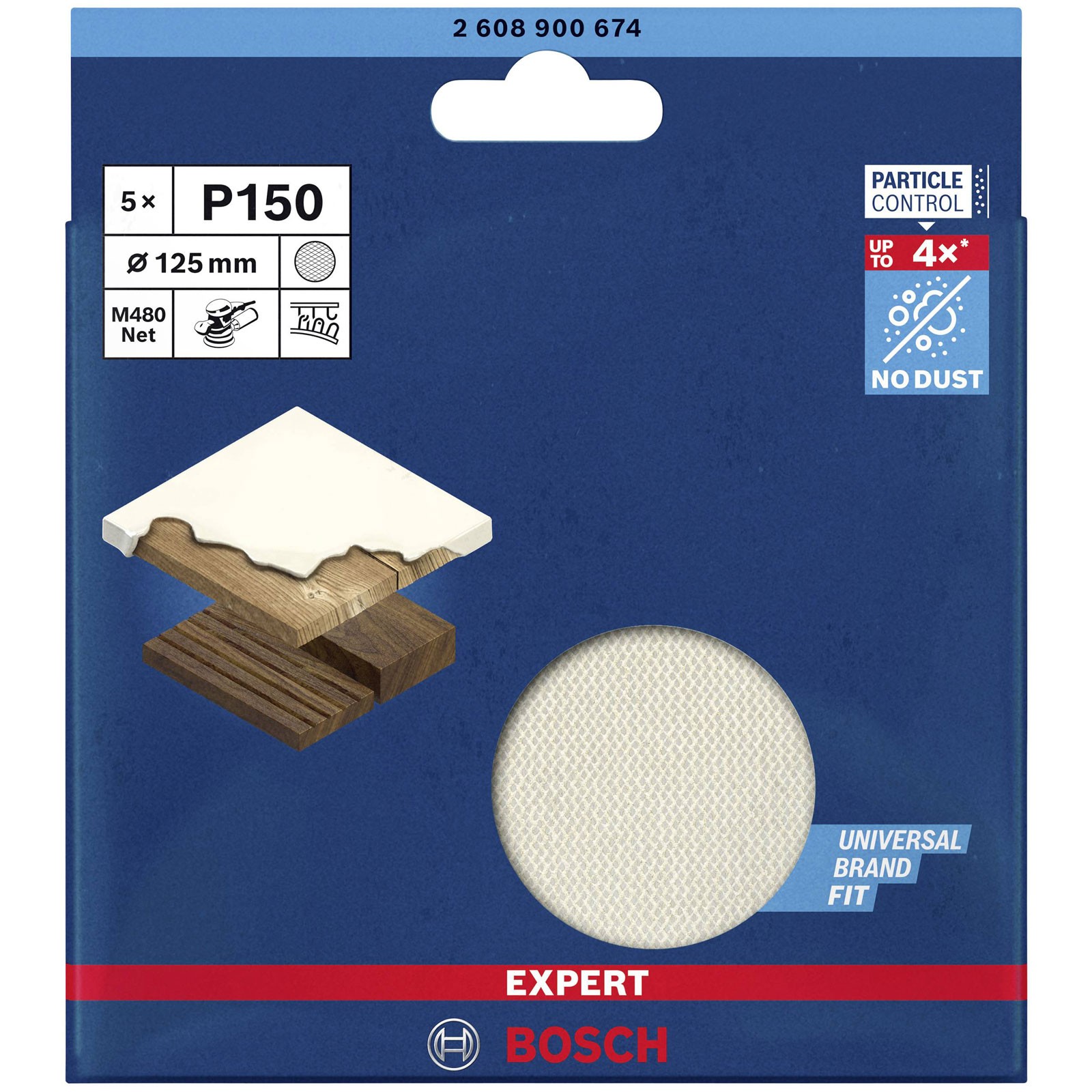 Bosch EXPERT M480 Mesh Sanding Disc 125mm Grit 150 5pieces