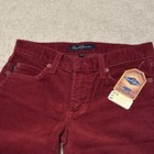 Earl Jean Women's Red Corduroy Flared Pants Cotton Button Pockets Tag Belt Loops — photo 3