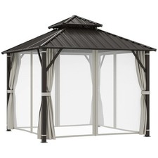 3 x 3(m) Hardtop Gazebo Canopy Double Metal Roof Waterproof Permanent Pavilion