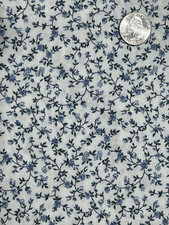 Cotton Fabric White with Blue Flowers BTY