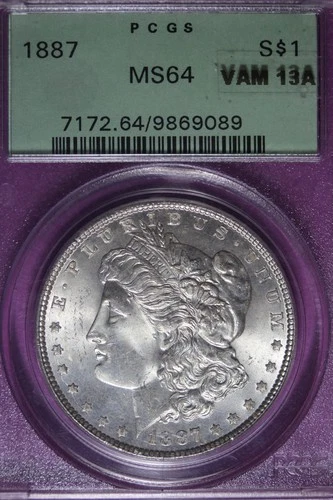 1887 PCGS MS64 VAM 13A MORGAN SILVER DOLLAR #B51623