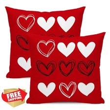 AEIOVI Valentines Pillow Covers 18x18 Set of 2 Red White Heart