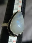 Genuine 925 Silver Plated Natural Moonstone Ring Size 10.5