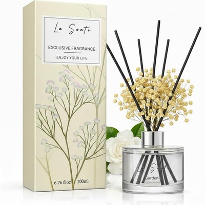 La Sente Reed Diffuser Set (6.7fl oz), Natural Gardenia Essential Oil 