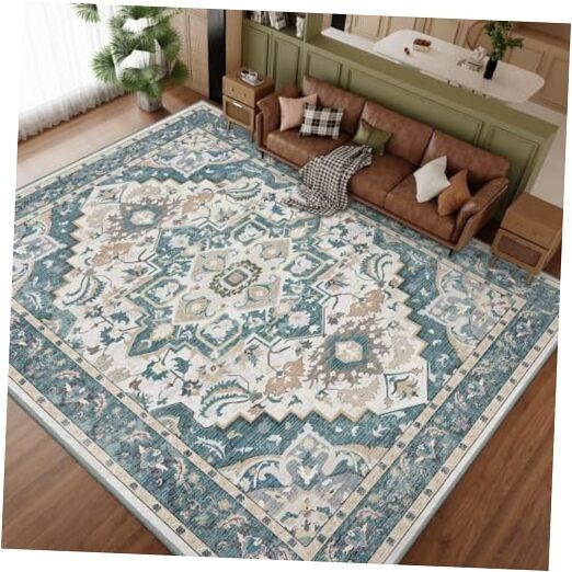 6x9 Washable Vintage Rug - Stain Resistant Living Room Area Rug