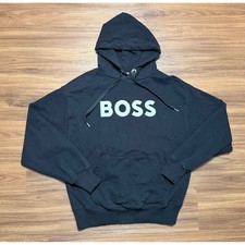 BOSS Hugo Boss Mens Black Contrast Logo Hoodie Sweatshirt Size M Portugal