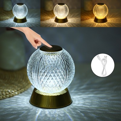 Neoglint Kristall Metall Nachttisch Lampe Cordless Tisch Lampe Touch Control CU