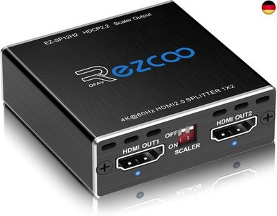 HDMI Splitter 1 in 2 Out 4K 60Hz 4:4:4 HDR Dolby Vision Dolby Atmos, Scaler 4K