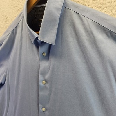 Joseph Abboud Dress Shirt Mens 17.5 36/37 Blue Button Non-Iron Comfort  Collar | eBay