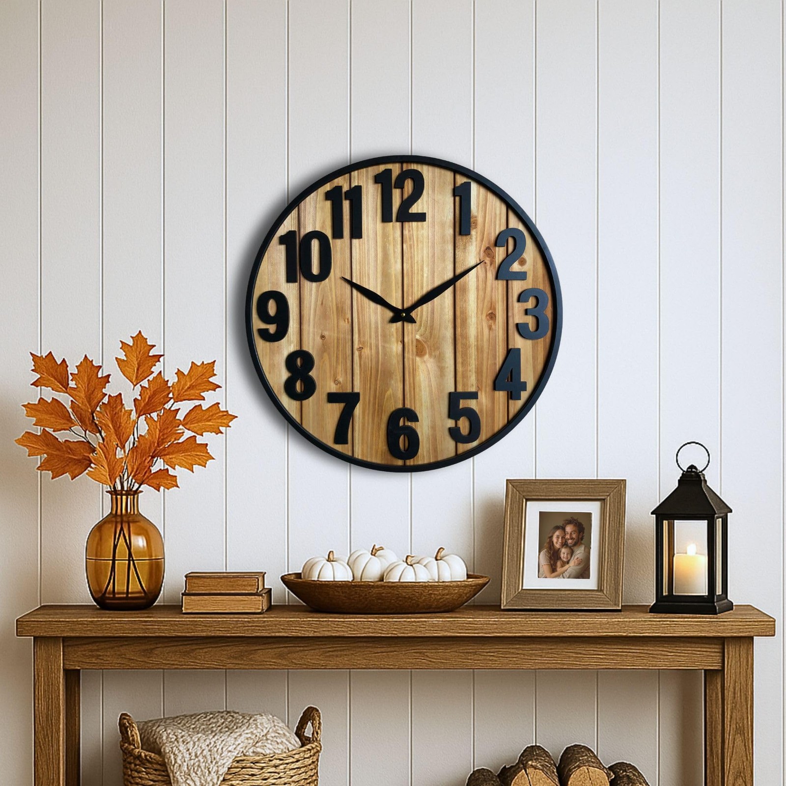 24 Inch Wooden Farmhouse Wall Clock Large, Extra Large for L