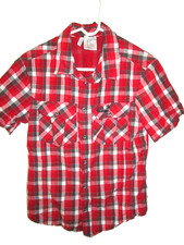 Jack Wolfskin Shirt Mens Small Outdoor Casual Pocket Button Plaid Short Sleeve