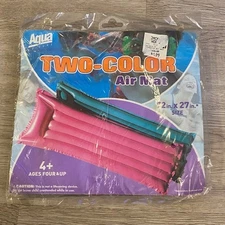 Vintage AQUA 2001 Deluxe Reversible Air Mat Pool Float Pink Teal  72x27 NOS