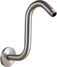 Shower Head Extension Arm 8 In, Brushed Nickel S Shaped Shower Arm with Flange H