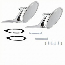 Vintage Car Rearview Mirrors Polished Silver Chrome Round Rearview Mirrors