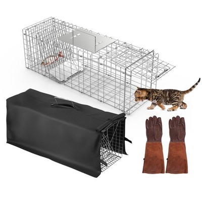 31x12x11  Folding Live Animal Trap Cage Kitchen Trap /Waterproof Cover /Gloves