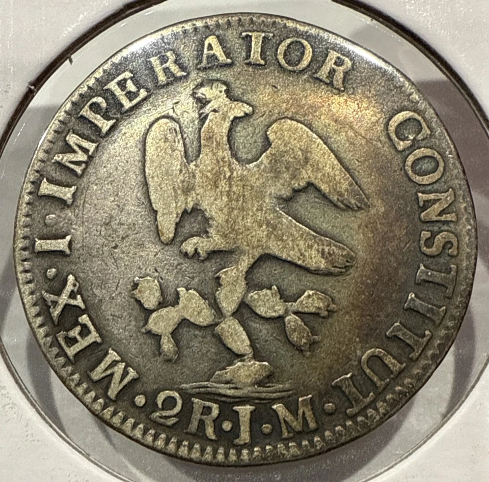 1822 Mo 2 Reales Mexico Iturbide Empire Extremely Scarce 2R Silver Coin - Image 2 of 4