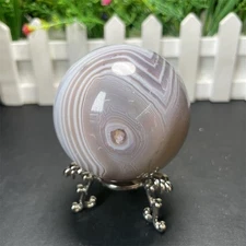 0.6LB 2.3"Grey Sardonx Agate Sphere Quartz Crystal Ball Healing Reiki Gift Decor